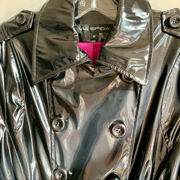 NWT Via Spiga Black Trench Coat Size M - Picture 5 of 12